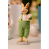 Figura nyuszi poly 11,7cm kantáros nadrágban zöld