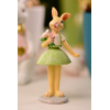 Figura nyuszi poly 11,9cm ruhában zöld
