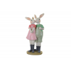 Figura nyuszipár poly 12.4*8.6*26cm talicszkázó zöld/rózsaszín
