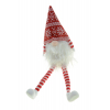 Figura orrnanó norvégmintás textil 32cm lógólábú piros
