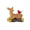 Figura őzike poly 7,5cm madárral barna