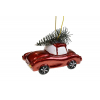 Figura poly autó 4*7,5*6cm piros fenyővel akasztós