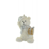 Figura poly medve 5*4*6cm fehér ezüst sapkával