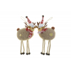 Figura rénszarvas textil 25cm akasztós 2féle barna/piros