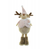Figura rénszarvas textil 32cm manó sapkában álló rózsaszín