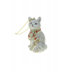 Figura róka poly 5*5*9 cm kockás sálban fehér
