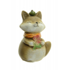 Figura róka terrakotta virággal 9cm barna