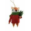 Figura róka textil 16cm barna/piros