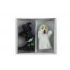 Figura szellem+boszorkány+macska poly 6,4cm s/3 fekete/fehér