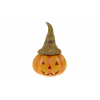 Figura tök poly 10,1*9,9*14,5 cm halloween kalappal narancs