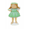 Figura tündér poly 12,8cm kezében virág zöld
