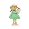 Figura tündér poly 13,4cm virágszállal zöld