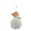 Figura tündér poly 7,5*7,5*11cm gömb akasztós fehér