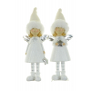 Figura tündérkislány poly 7.5*4*21cm manó sapkában 2féle fehér ezüst