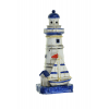 Figura világítótorony poly 6,5*6*15cm kék/fehér