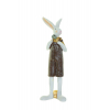 Figura nyúl poly 17,4cm kertésznadrágban barna