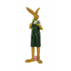 Figura nyúl poly 17,4cm kertésznadrágban zöld