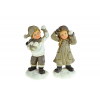 Figura fiú/lány kerámia 8*6*15,5cm szürke