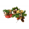 Gyertyatartó fa fenyő/madár dekorációval 16*8cm Natúr Zmrst