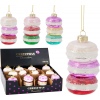 Karácsonyfa dísz macaron üveg 5,5*10cm többféle