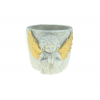 Kaspó cement angyalos 13x11x10.3cm szürke/arany