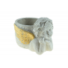 Kaspó cement angyalos 15.5x11.5x12cm szürke/arany