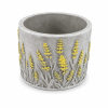 Kaspó cement virágos 12.5x12.5x10cm szürke/sárga