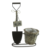 Kaspó fém/vessző ásó dekorral WELCOME felirattal 14*23*H35cm barna/fehér