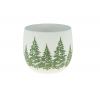 Kaspó kerámia D15 H13 fenyő mintás fehér/zöld