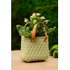 Kaspó kerámia táska forma 18*12*16,5cm  rombusz mintás menta