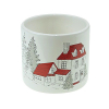 Kaspó kő ház mintával 10*10*9cm fehér/piros