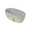 Kaspó kő szarvas+fenyőfa mintás 16*8.5*7cm ovális szürke