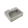 Kaspó kő szögletes 17.5x13.5x6.5cm kereszttel szürke