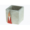 Kaspó kő szögletes 8.5x9.3x8.5cm mikulással szürke