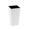 Kaspó műa magas Finezja-rattan 25*25cm M 46 cm fehér Lamela