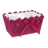 Kaspó papír horgolt szögletes masnival 20*13*10cm pink