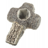 Kaspó sisal/kerámia kereszt forma 30*21*11cm hamvas