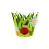 Kosár műfű filc katicás 17.5*13*16cm zöld