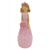 Figura lány poly 9,8cm virággal r.szín kocka mintás