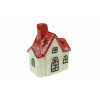 Mécsestartó kerámia 9*5.5*12cm ház forma fehér/piros