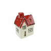 Mécsestartó kerámia 9*6*12cm ház forma fehér/piros