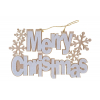 Merry Christams hópelyhekkel 23*0.6*13.5CM akasztós fehér