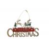 Merry Christmas felirat fa 25.5*29cm szánt húzó mikulás piros/natúr
