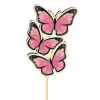 Pick 3-as pillangó 8x5cm+12cm pálcával rózsaszín