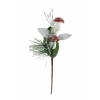 Pick ág  22cm gombával fehér virággal