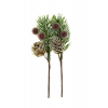 Pick bogyó+toboz ág levelekkel 15cm piros