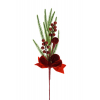 Pick fenyőág 47cm piros bogyóval zöld