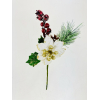 Pick karácsonyi ág 25CM mikulásvirággal krém
