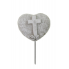 Pick szív kő kereszttel 8x2.5x17cm szürke