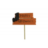 Pick tábla fa Happy Halloween 9*5cm+50cm narancs